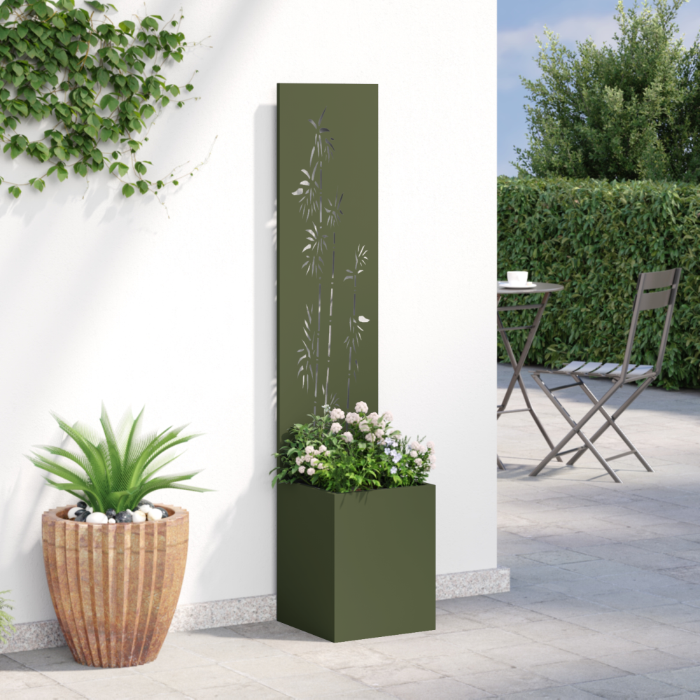 Produktbild för Trädgårds integritetsskärm Blommor Olivgrön 32 x 32 x 150 cm