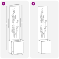 Produktbild för Trädgårds integritetsskärm Blommor Olivgrön 32 x 32 x 150 cm