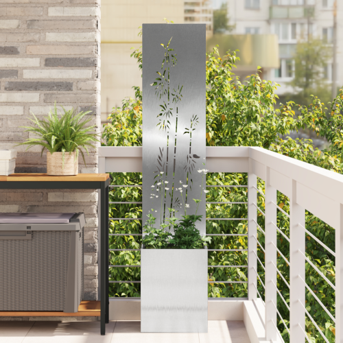 vidaXL Trädgårds integritetsskärm Silver 32 x 140 cm Rostfritt stål