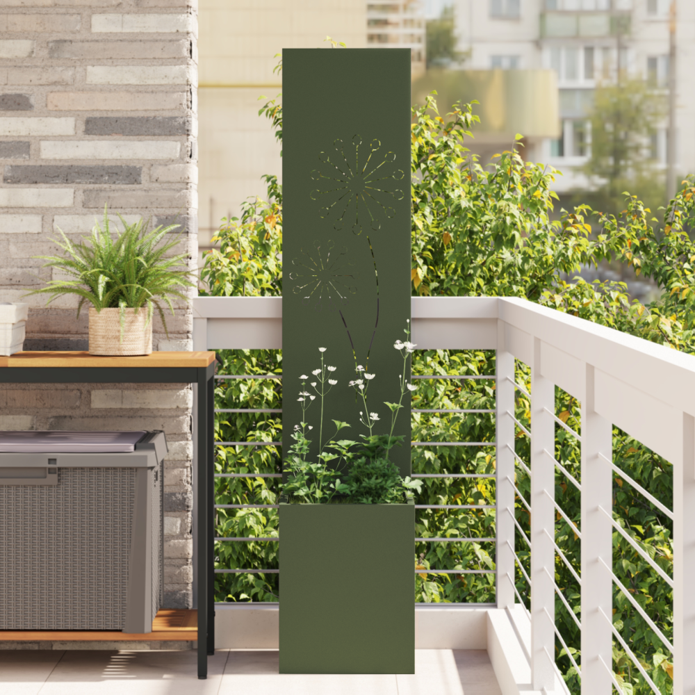 Produktbild för Trädgårds integritetsskärm Olivgrön 32 x 150 cm Kallvalsat stål