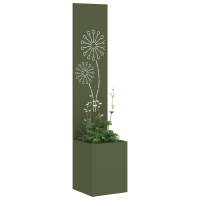 Produktbild för Trädgårds integritetsskärm Olivgrön 32 x 150 cm Kallvalsat stål