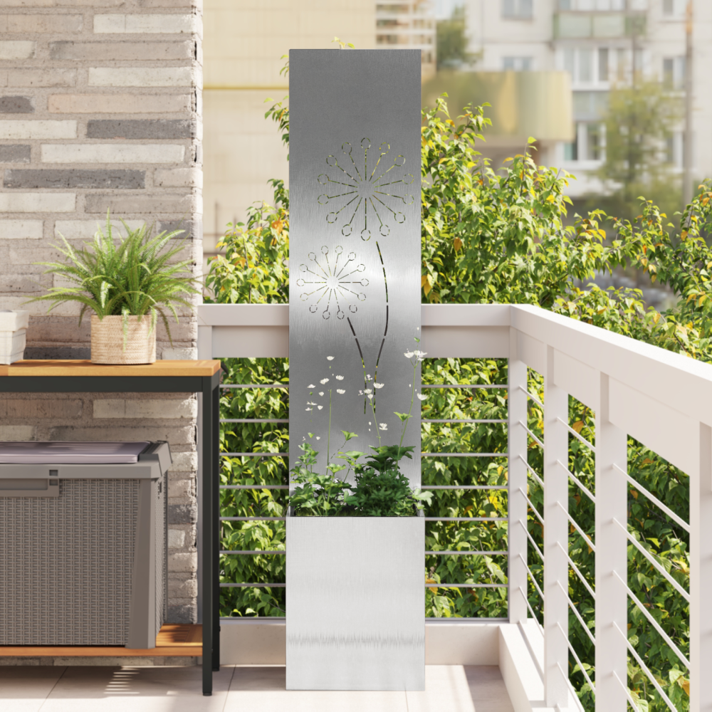 Produktbild för Trädgårds integritetsskärm Silver 32 x 150 cm Rostfritt stål