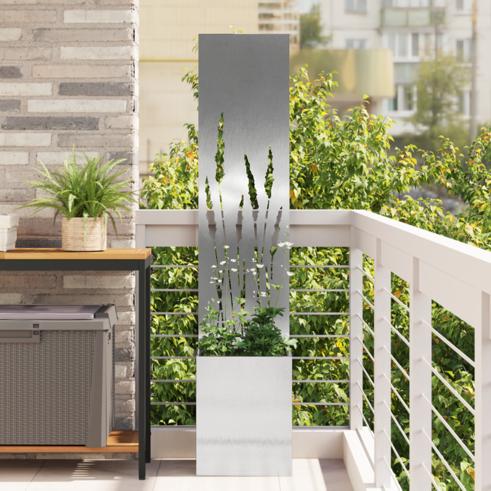 Produktbild för Trädgårds integritetsskärm Silver 32 x 150 cm Rostfritt stål
