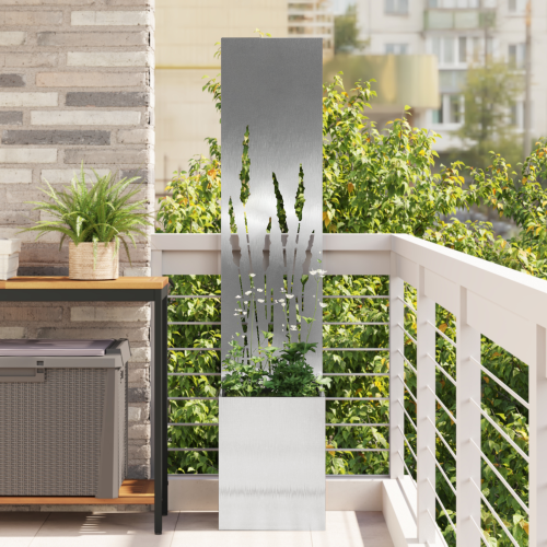 vidaXL Trädgårds integritetsskärm Silver 32 x 150 cm Rostfritt stål