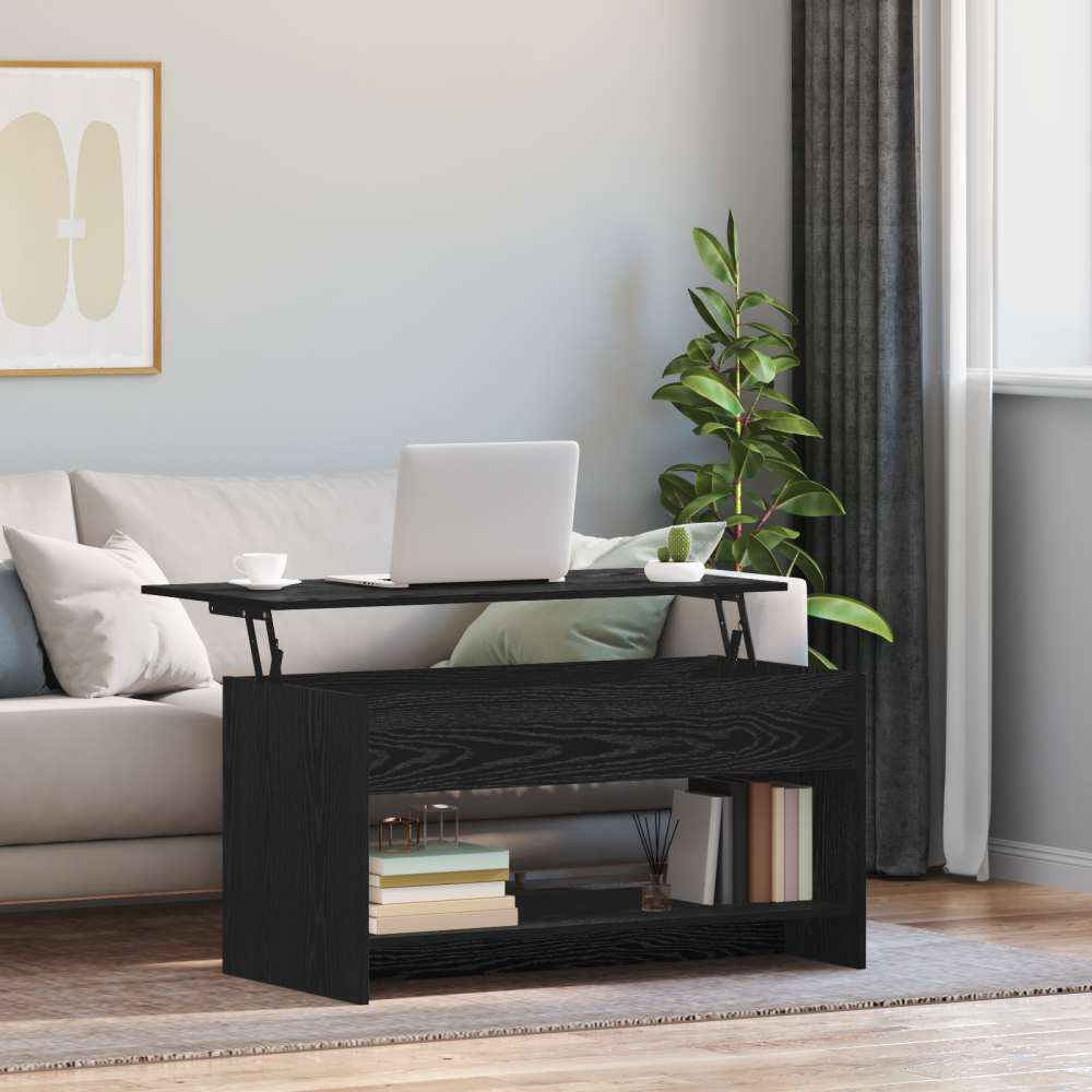 Produktbild för Kaffeebord Svart Ek 80 x 50,5 x 41,5 cm Konstruerat trä