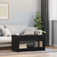 Produktbild för Kaffeebord Svart Ek 80 x 50,5 x 41,5 cm Konstruerat trä