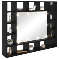 Produktbild för Spegelskåp med hylla Svart Ek 91 x 15 x 76,5 cm Konstruerat trä