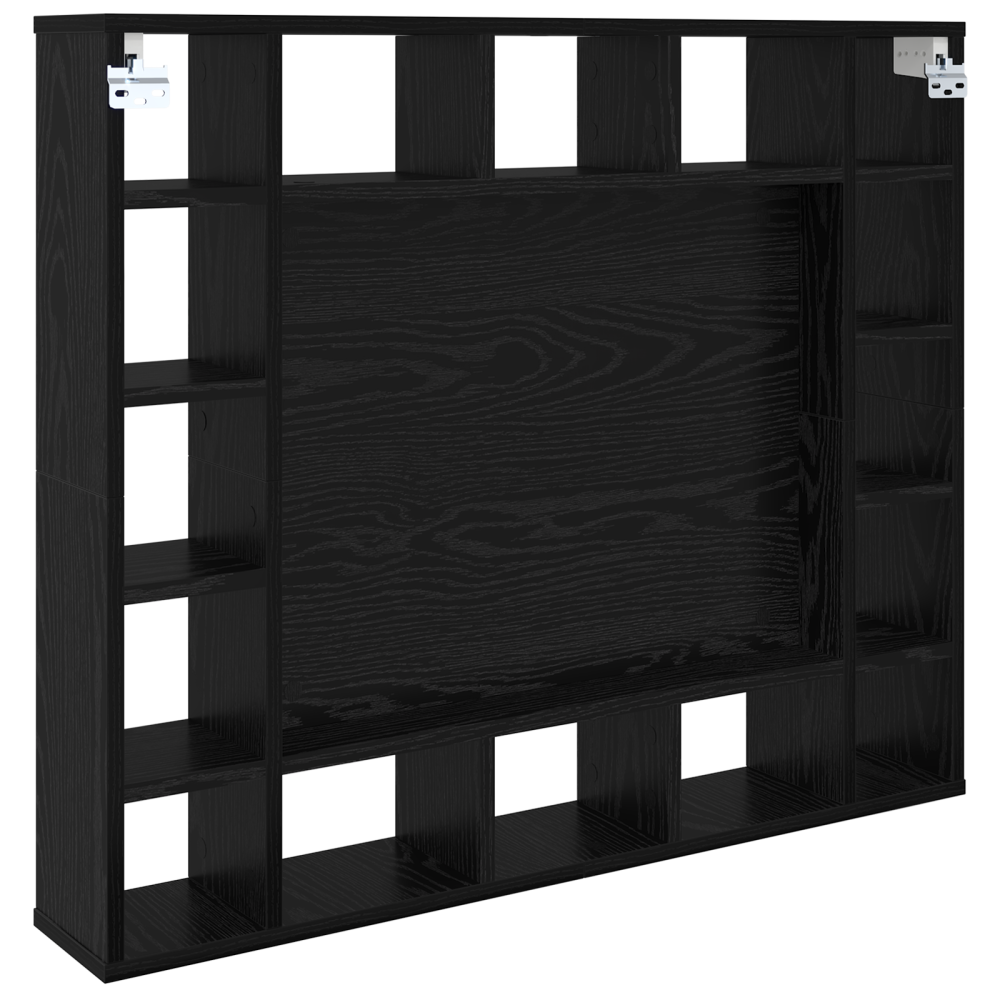 Produktbild för Spegelskåp med hylla Svart Ek 91 x 15 x 76,5 cm Konstruerat trä