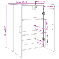 Produktbild för Väggskåp Gammalt trä 69,5 x 34 x 90 cm Konstruerat trä