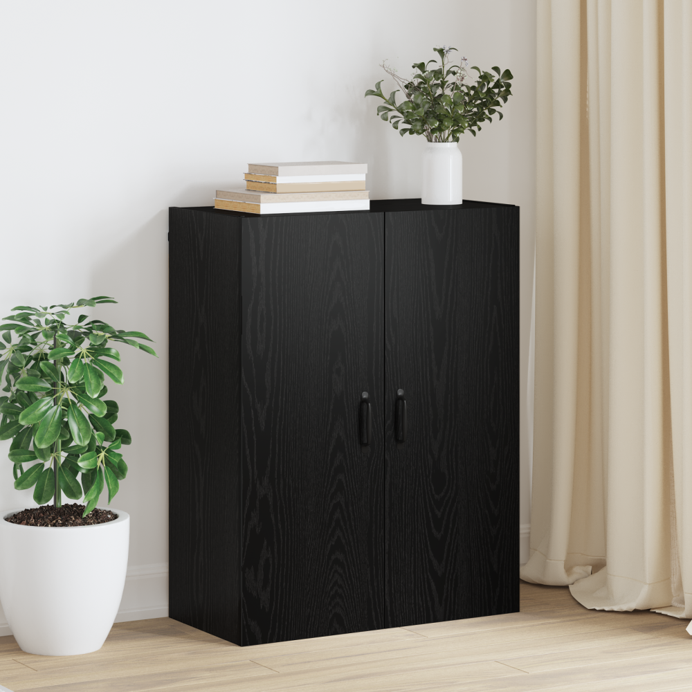Produktbild för Väggskåp Svart Ek 69,5 x 34 x 90 cm Konstruerat trä