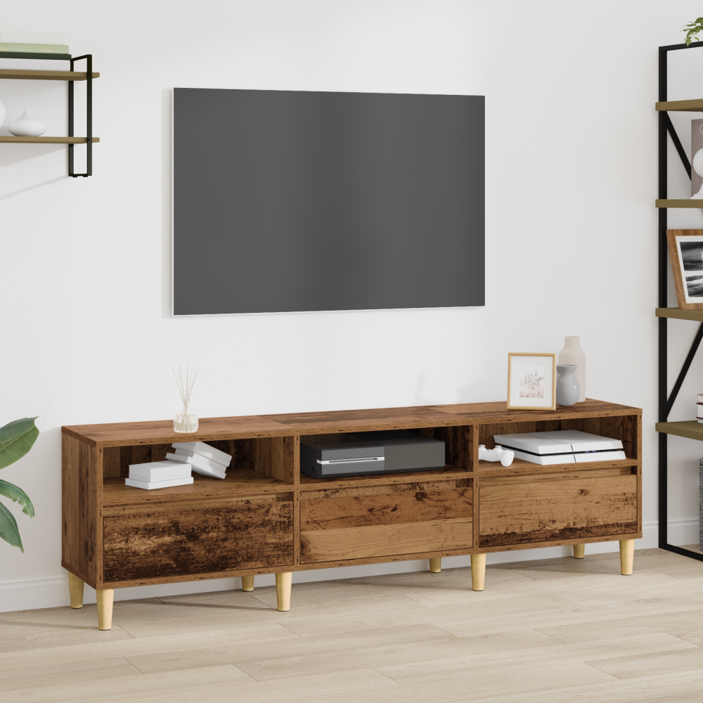 Produktbild för TV-skåp med låda Gammalt trä 150 x 30 x 45 cm Konstruerat trä