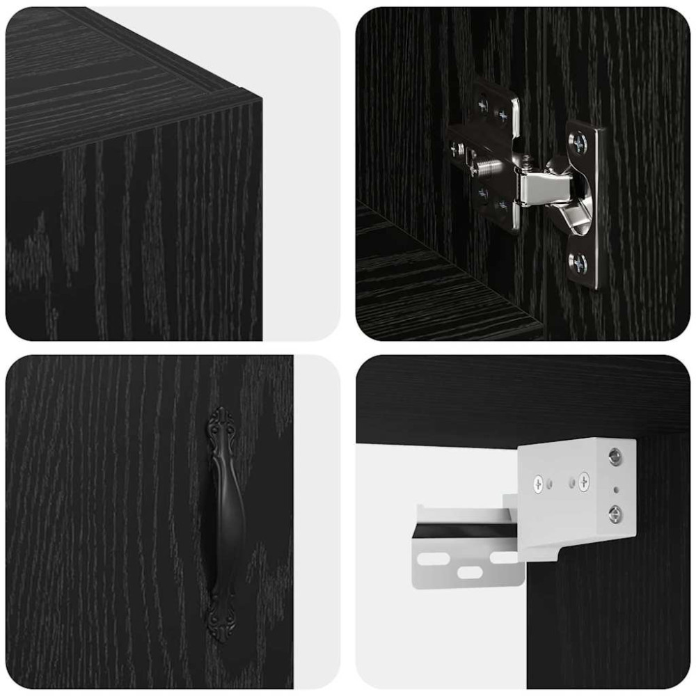 Produktbild för Väggmonterat skåp Svart Ek 60 x 31 x 60 cm Konstruerat trä