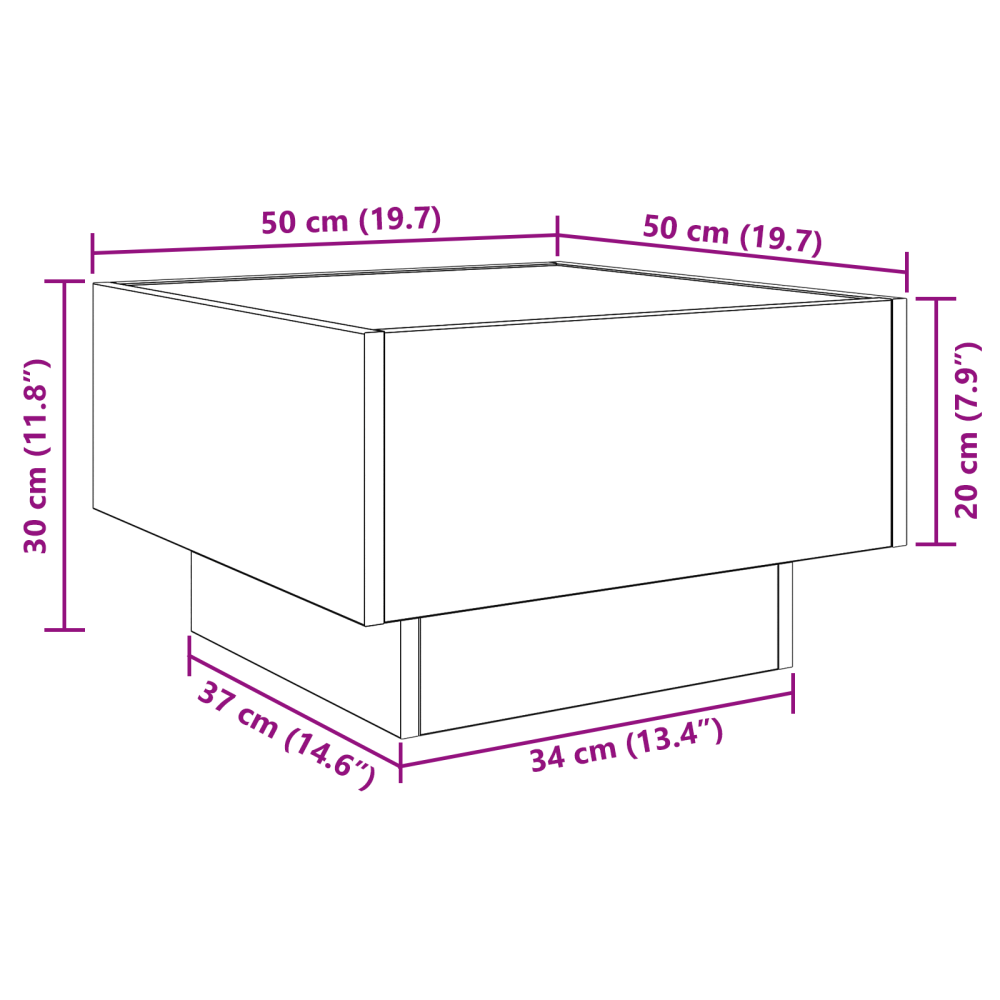 Produktbild för Kaffeebord Gammalt trä 50 x 50 x 30 cm Konstruerat trä