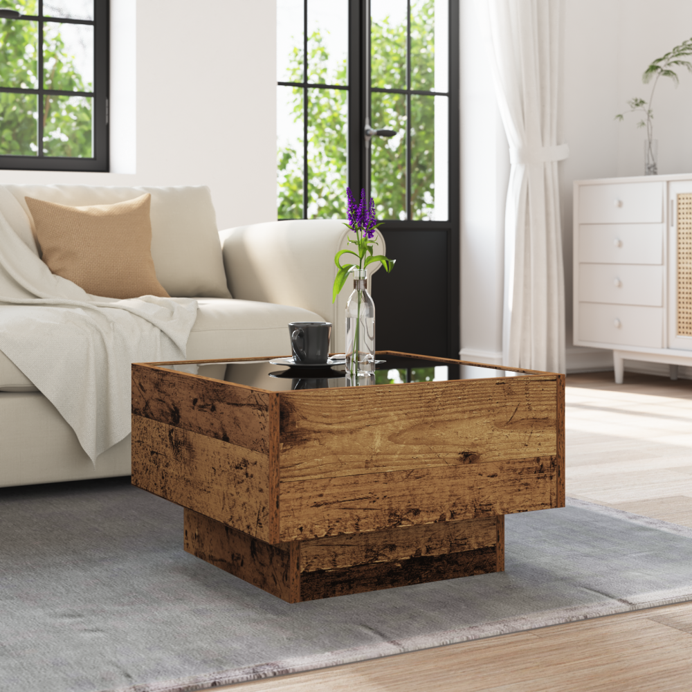 Produktbild för Kaffeebord Gammalt trä 50 x 50 x 30 cm Konstruerat trä