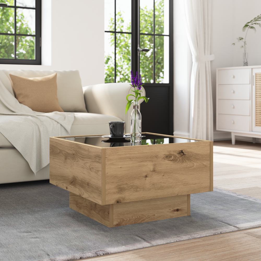Produktbild för Kaffeebord artisan ek 50 x 50 x 30 cm Konstruerat trä