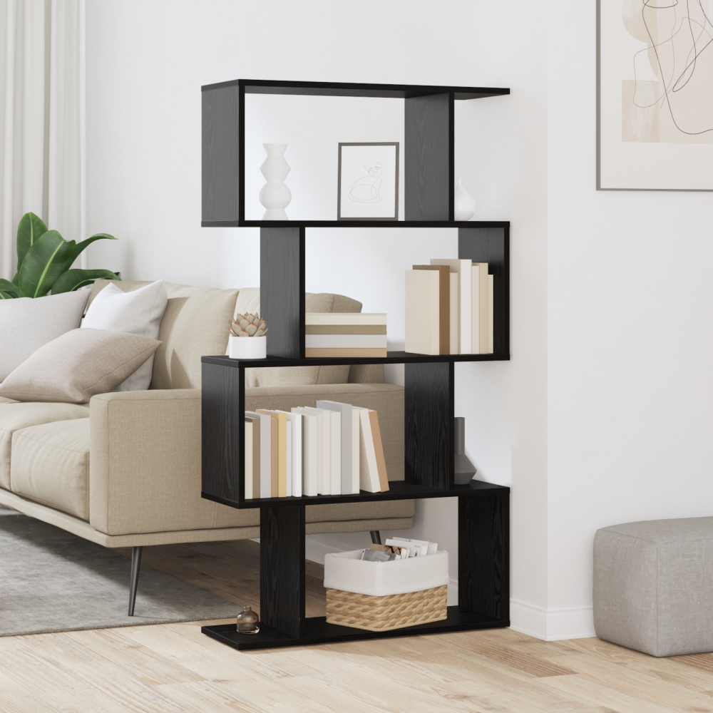 Produktbild för Bokskåp Svart Ek 70 x 24 x 129 cm Konstruerat trä