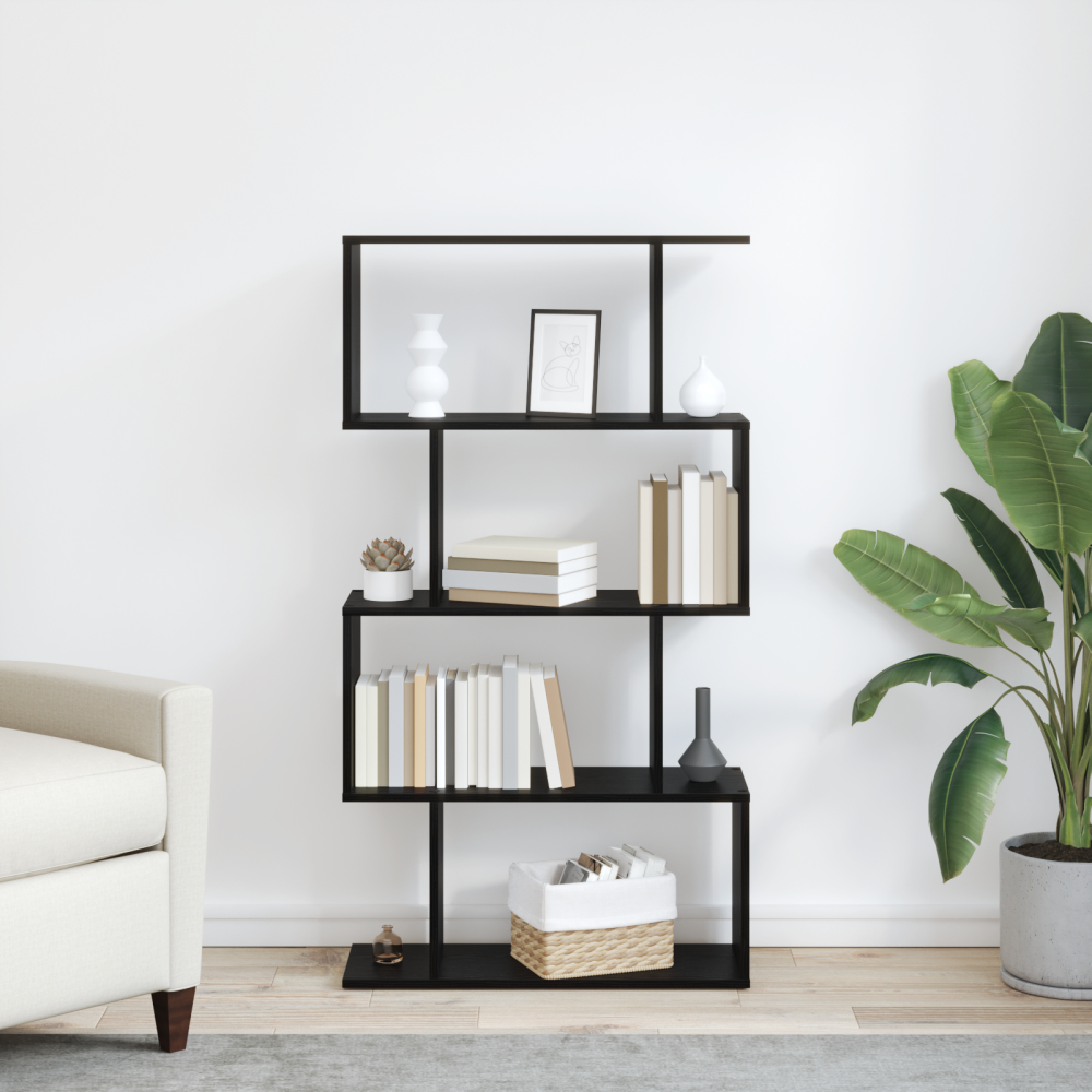 Produktbild för Bokskåp Svart Ek 70 x 24 x 129 cm Konstruerat trä