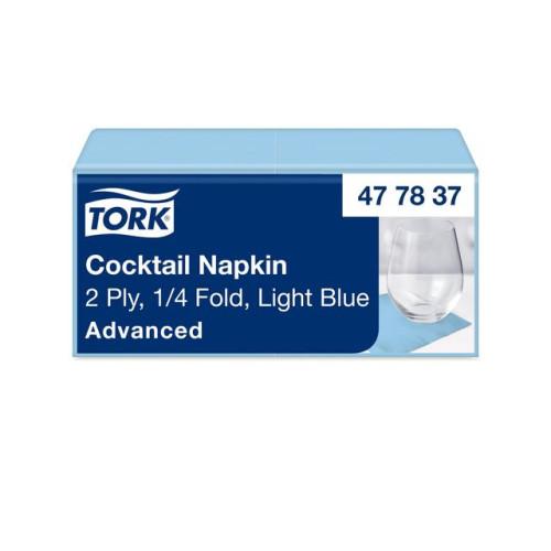 TORK Servett TORK Cocktail 2-lag ljblå 200/fp