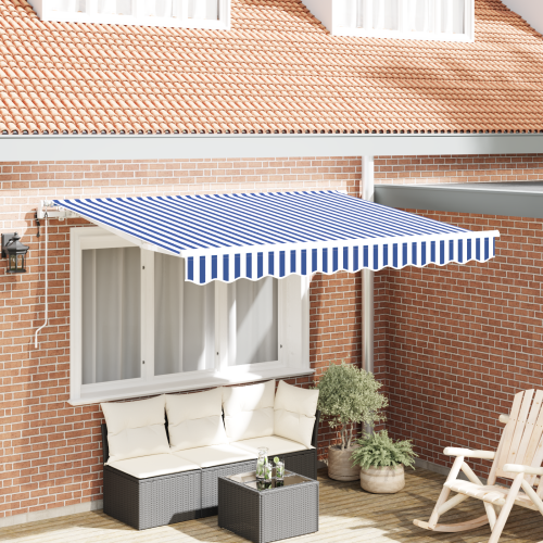vidaXL Utfällbar markis Blå 250 x 200 cm tyg - Markiser & Tillbehör