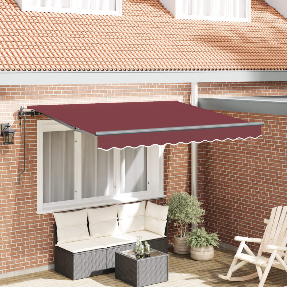 Produktbild för Utfällbar markis Vinröd 250 x 200 cm tyg