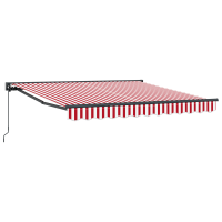 Produktbild för Markisram Röd och Vit 350 x 250 cm Polyester med PU-beläggning