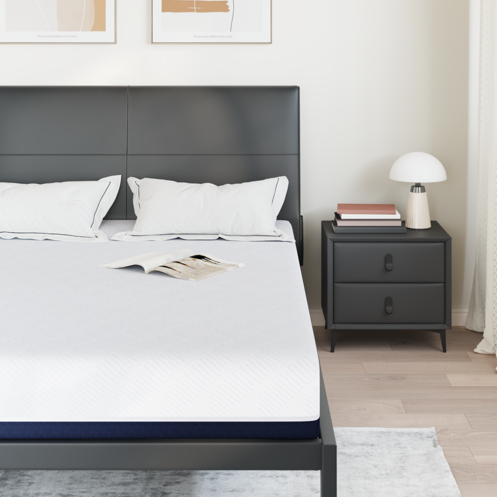 Produktbild för Madrass Vit och Blå 140 x 200 cm Jacquardtyg
