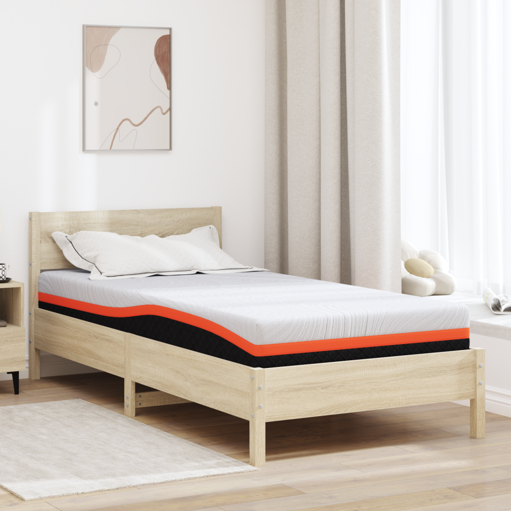 Produktbild för Madrass Vit och svart 90 x 190 cm Jacquardtyg