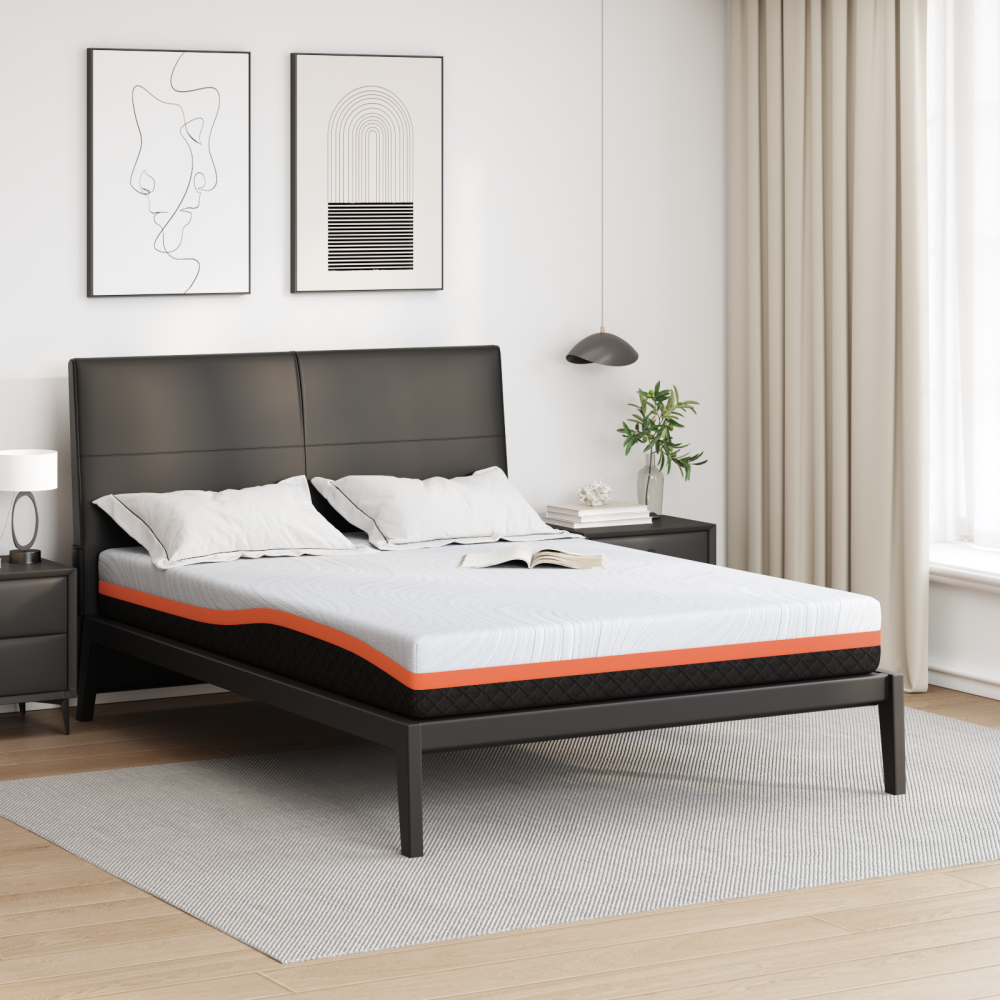 Produktbild för Madrass Vit och svart 140 x 200 cm Jacquardtyg