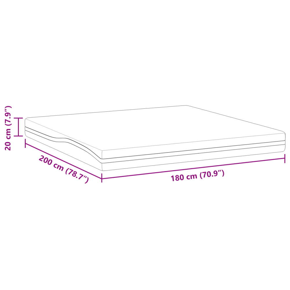 Produktbild för Madrass Vit och svart 180 x 200 cm Jacquardtyg