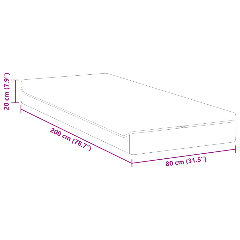 Produktbild för Madrass Vitt och Grått 80 x 200 cm Jacquardtyg