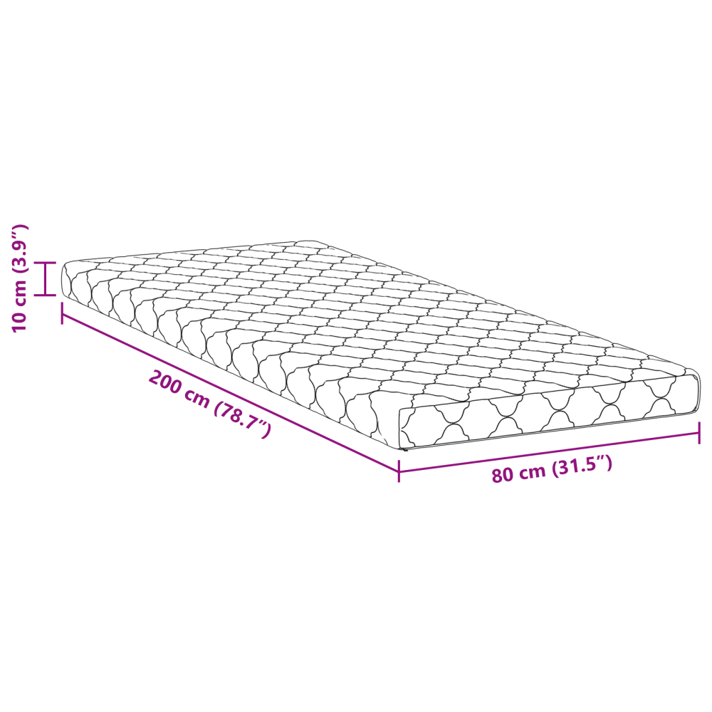 Produktbild för Madrass Vit 80 x 200 cm Jacquardtyg