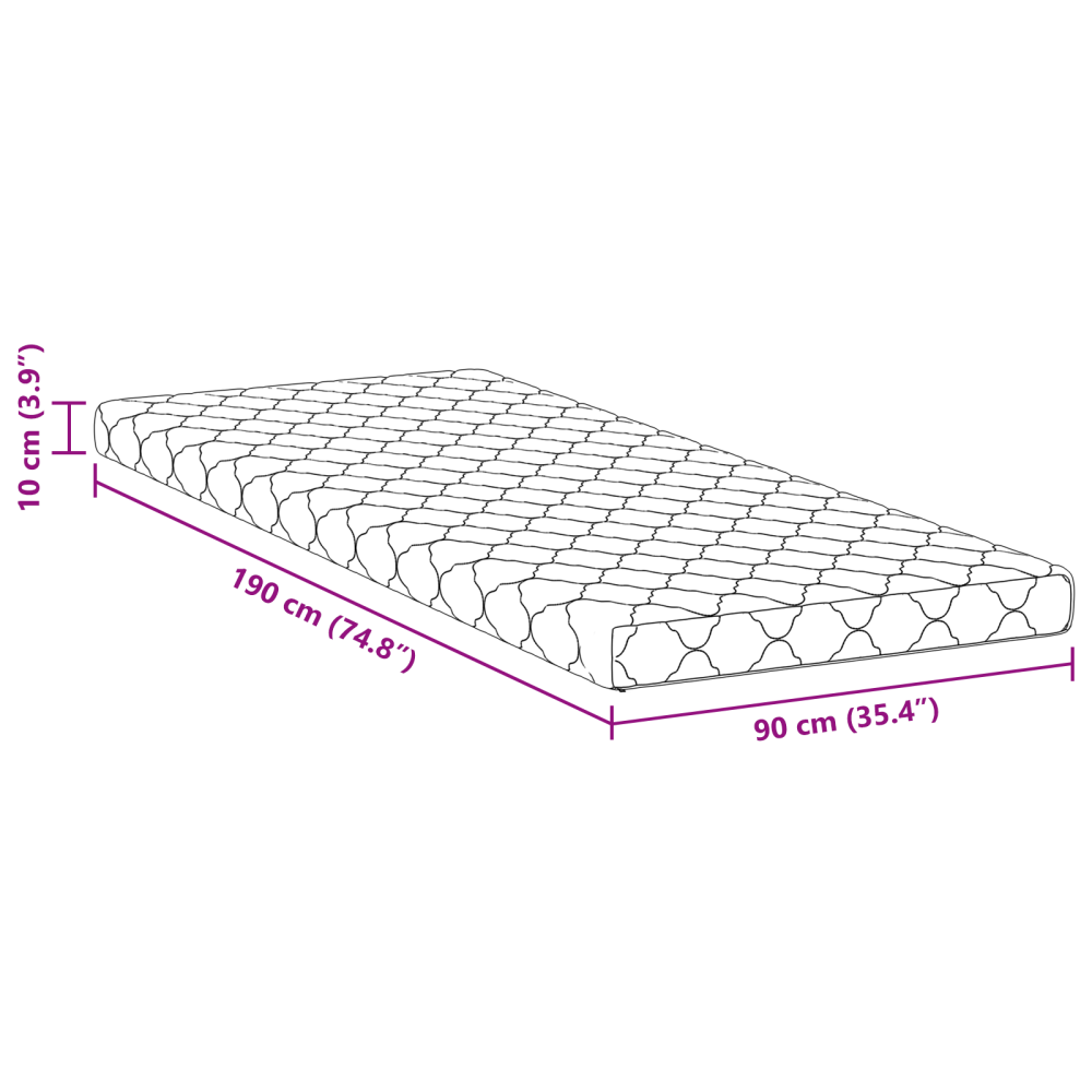 Produktbild för Madrass Vit 90 x 190 cm Jacquardtyg