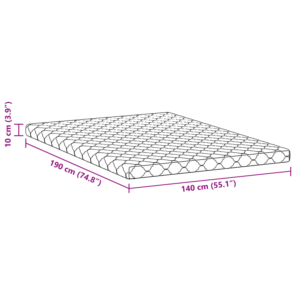Produktbild för Madrass Vit 140 x 190 cm Jacquardtyg