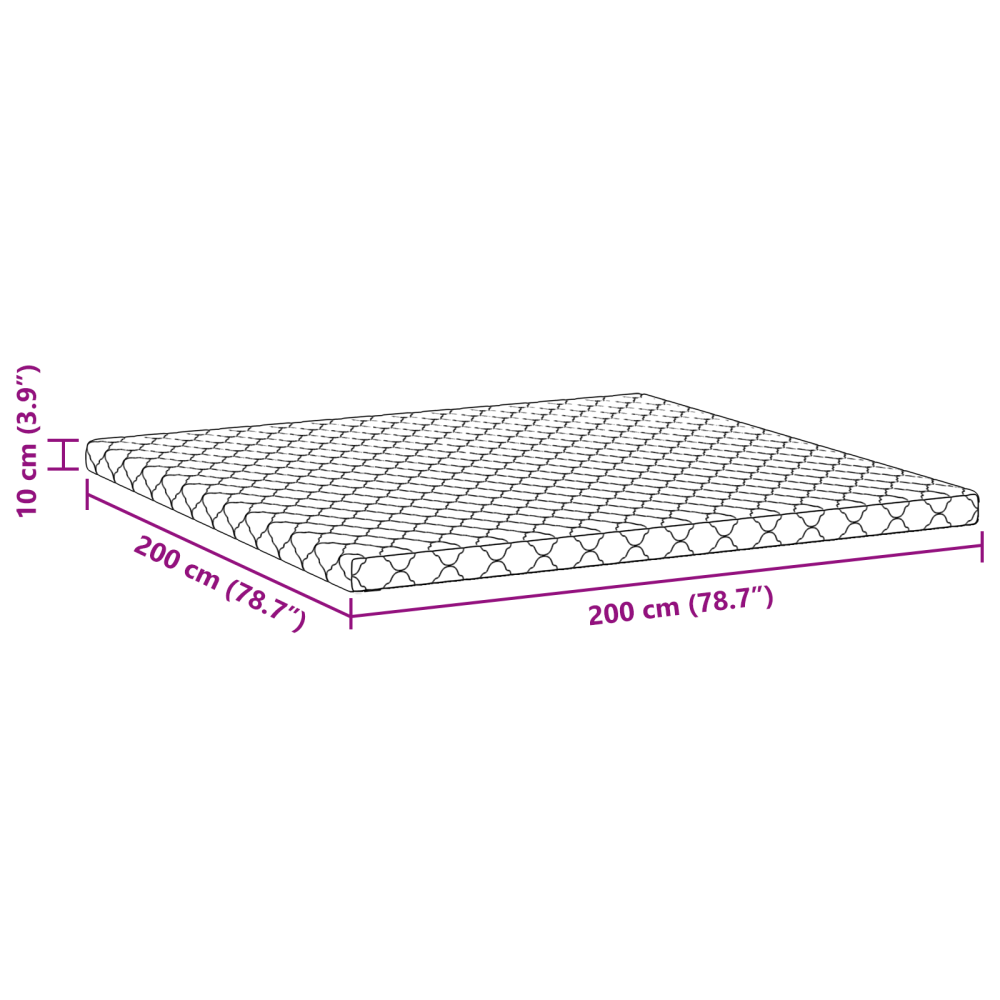 Produktbild för Madrass Vit 200 x 200 cm Jacquardtyg