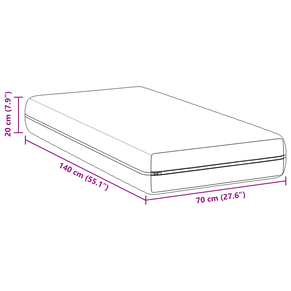 Produktbild för Madrass Vit 70 x 140 cm Pocketfjäder
