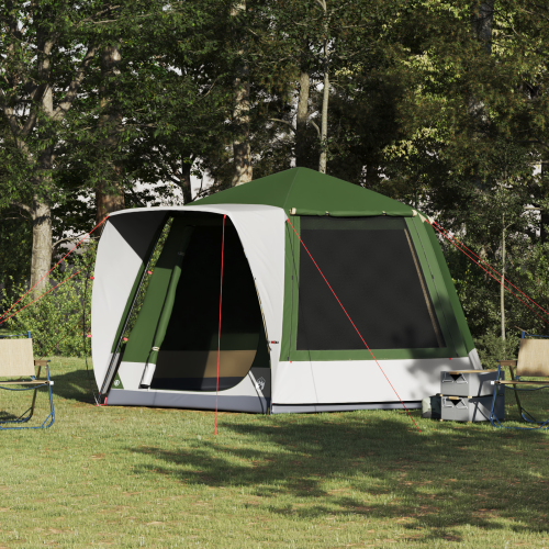 vidaXL Campingtält Stuga med tak Grön 420 x 420 x 227 cm Polyester