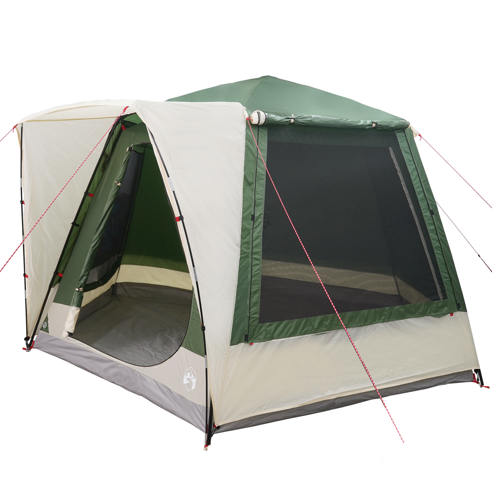 Produktbild för Campingtält Stuga med tak Grön 420 x 420 x 227 cm Polyester