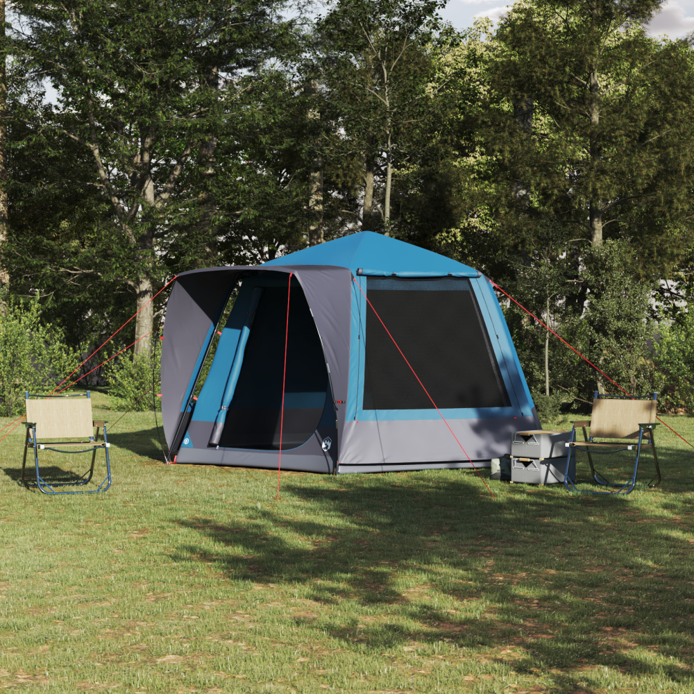 Produktbild för Campingtält Stuga med tak Blå 420 x 420 x 227 cm Polyester