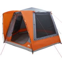 Produktbild för Campingtält Stuga Grå och orange 420 x 420 x 227 cm Polyester