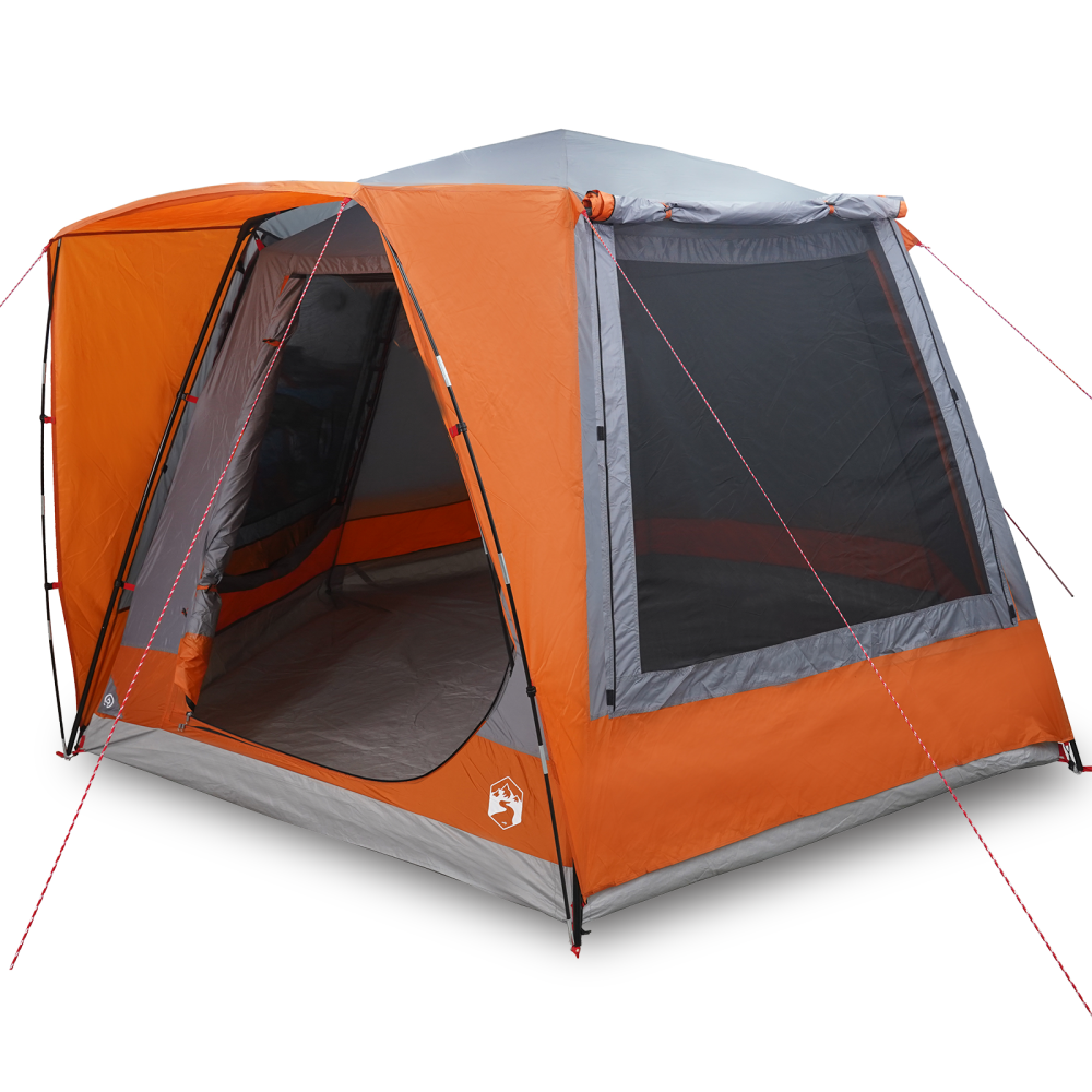 Produktbild för Campingtält Stuga Grå och orange 420 x 420 x 227 cm Polyester