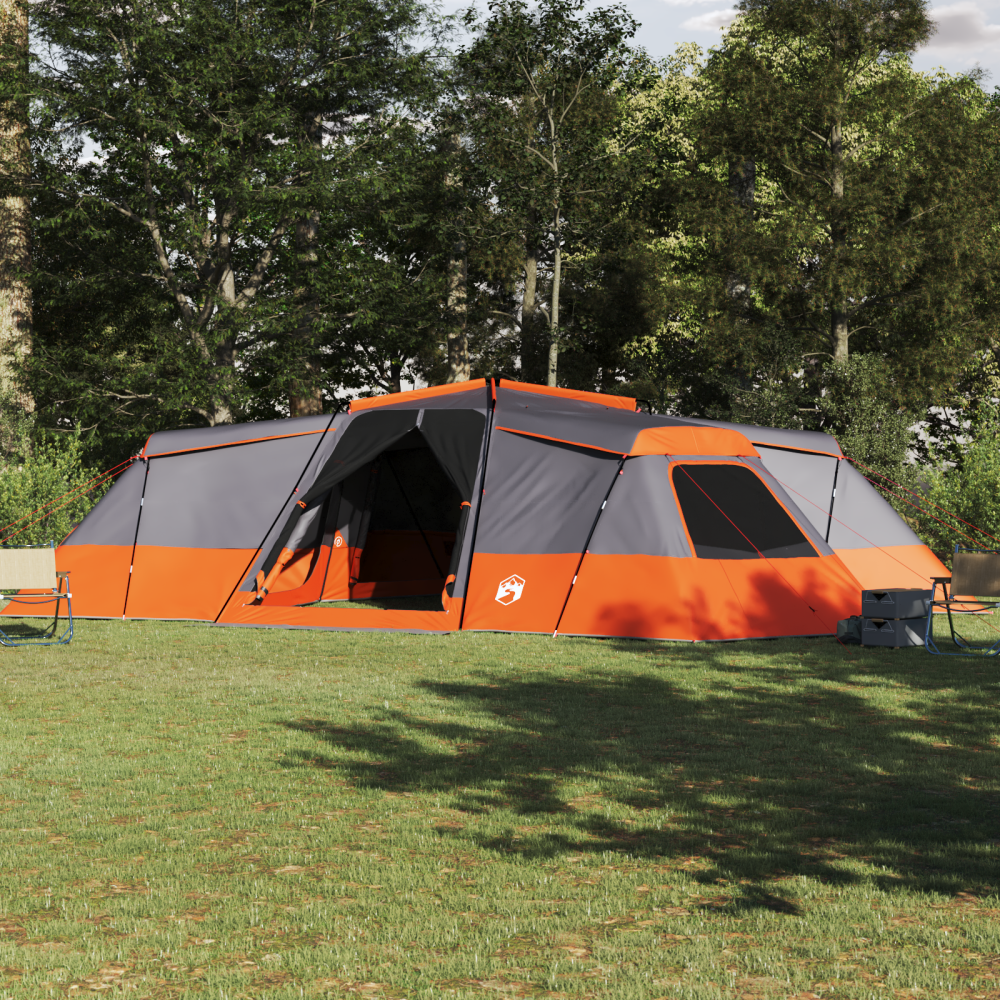 Produktbild för Familjetält med tak Grå och orange 833 x 585 x 216 cm taffeta
