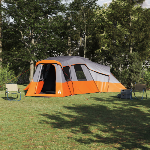 vidaXL Familjetält med tak Grå och orange 762 x 655 x 218 cm taffeta