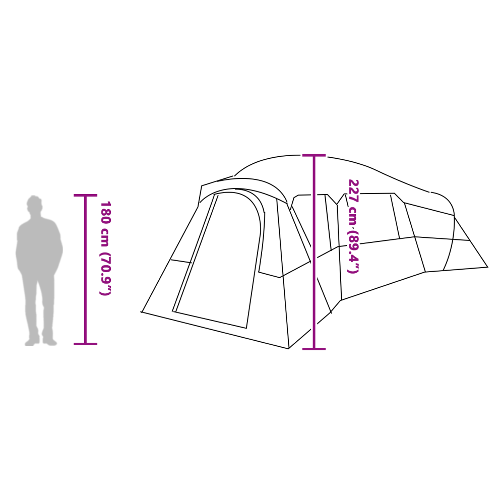 Produktbild för Familjetält med tak Grå och orange 762 x 655 x 218 cm taffeta