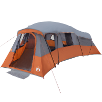 Produktbild för Familjetält med tak Grå och orange 762 x 655 x 218 cm taffeta