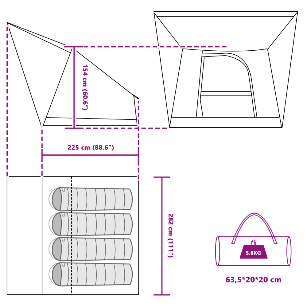 Produktbild för Campingtält med tak Grå och orange 282 x 225 x 154 cm taffeta