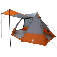 Produktbild för Campingtält med tak Grå och orange 482 x 360 x 227 cm taffeta