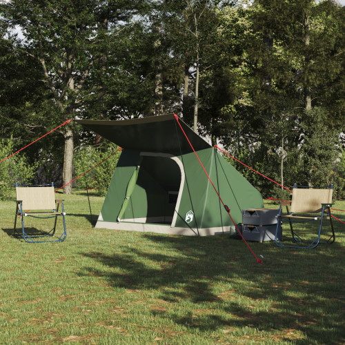 vidaXL Campingtält med tak med lagring Grön 223 x 163 x 130 cm taffeta