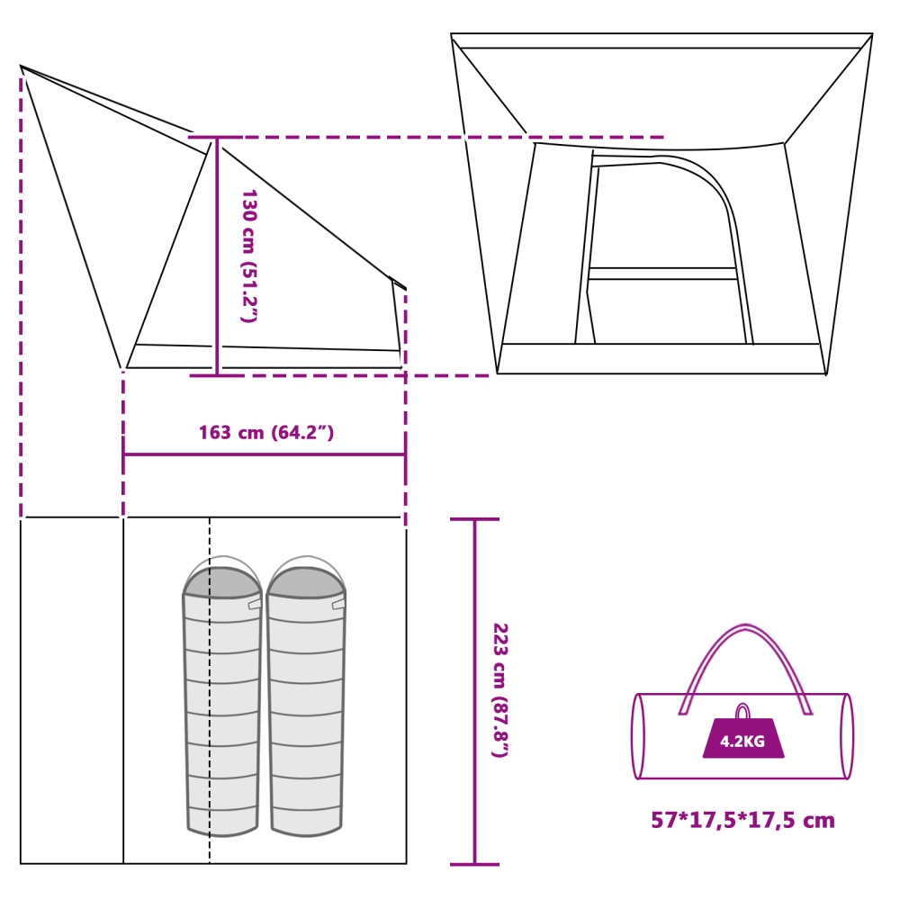 Produktbild för Campingtält med tak med lagring Blå 223 x 163 x 130 cm taffeta