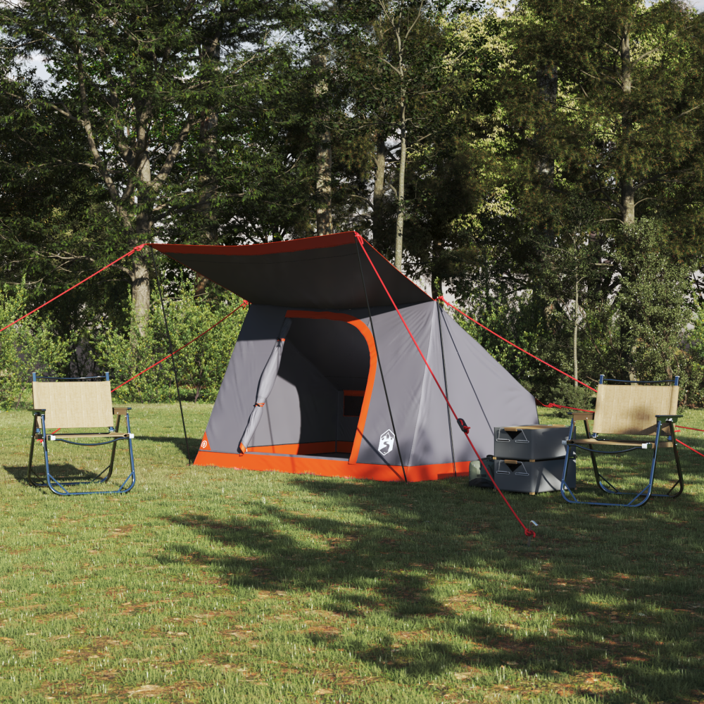 Produktbild för Campingtält med tak Grå och orange 223 x 163 x 130 cm taffeta