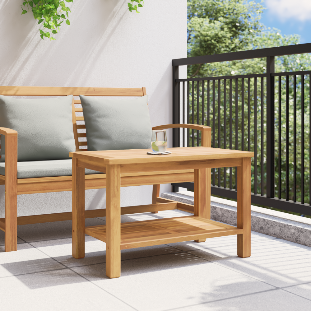Produktbild för Kaffeebord med lagring Brun 70 x 40 x 45 cm Massivt teakträ